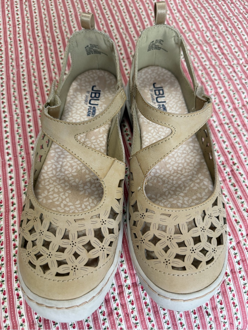 JBU Women's Tan Perforated Comfort Mary Jane Slingback